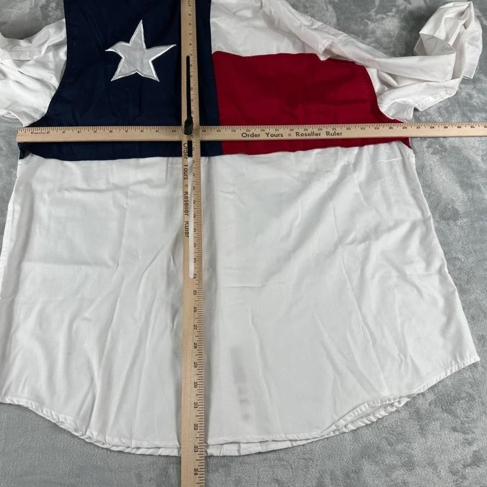 NWT Tiger Hill Fishing Shirt Men XL White Texas Flag Performance Poplin LS
